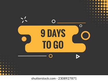 9 Tage, um Text-Web-Button. Countdown links 9 Tage, um Banner-Kennzeichnung zu gehen