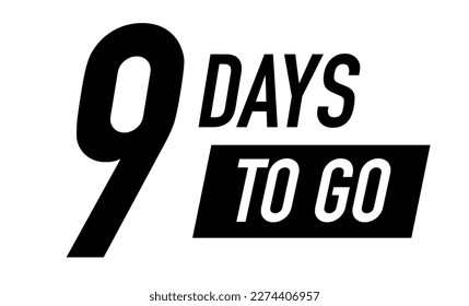 9 days to go timer vector label black color