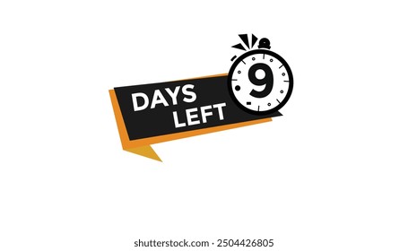 Quedan 9 días Número de cuenta regresiva Anuncio Plantillas. Ilustración vectorial 

