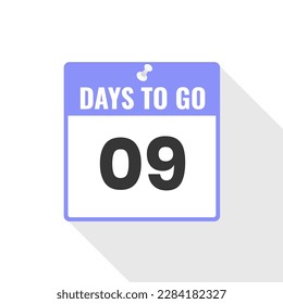 9 Days Left Countdown sales icon. 9 days left to go Promotional banner