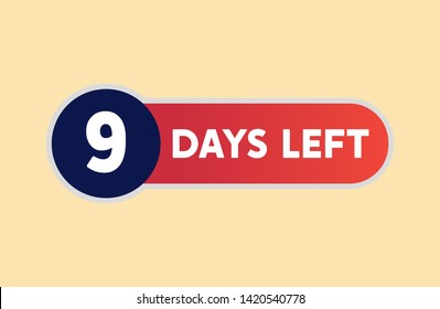 9 Days Left Countdown Template. Gradient Numbers of Days for Sale and Promotion