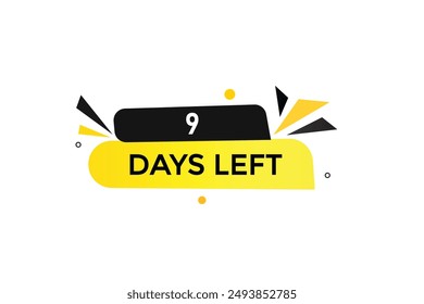 9 days left, icon, stile, timer, countdown, clock, time,  background, template, 7  days left countdown, sticker, left banner, business, sale, label button
