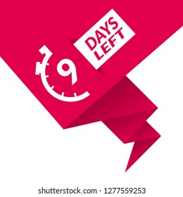 9 Days Left sign - emblem, label, badge,sticker, logo. Designed for your web site design, logo, app, UI