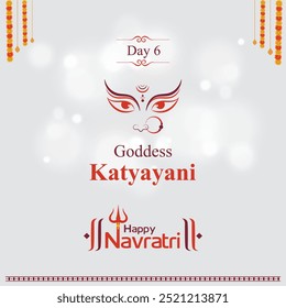 9 Days of Navratri Goddess Durga Avatars Wishes Set. Design Templates 