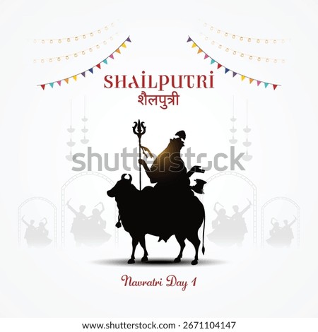 9 days of Navratri goddess durga avatars with color of the day. Day one goddess shailputri. Hindi translation shailputri.