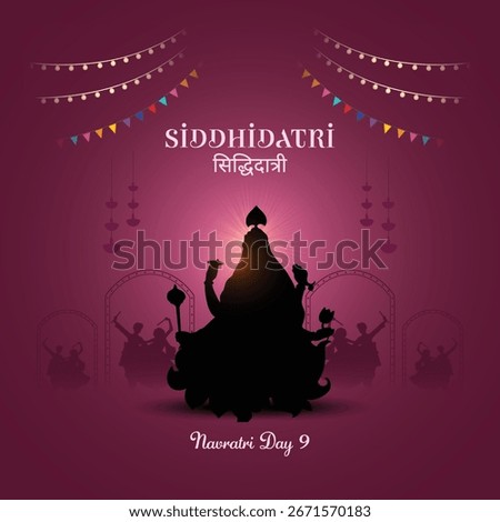 9 days of Navratri goddess durga avatars with color of the day. Day eight goddess siddhidatri. Hindi translation siddhidatri. Stock photo © 