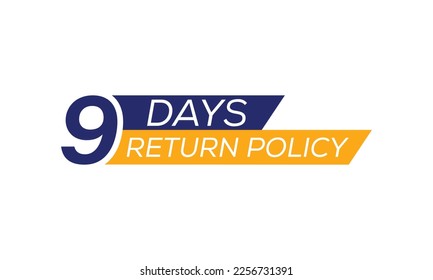 9 days return policy icon, 9 days return policy typography