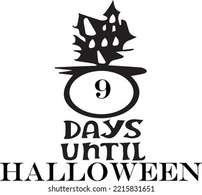 9 days until Halloween, simple design made in black 