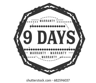 9 days warranty icon vintage rubber stamp guarantee