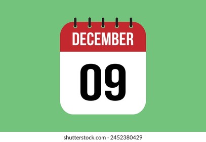 9 December Calendar. December Calendar Vector.