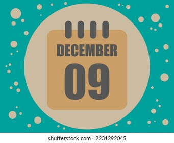 9. Dezember Kalendervektor. Kalender Symbol für den Monat Dezember mit Kreis. Banner für Feiertage und Gedenktermine