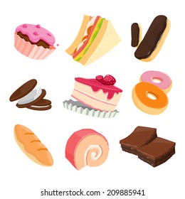 9 Delicious Dessert Vector set - vector illustration