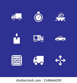 9 delivery icon set with pickup truck, delivery truck and move vector illustration for graphic design and web