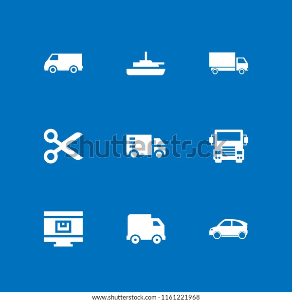 9 delivery\
icons in vector set. delivery truck, truck icon, ship and cut\
illustration for web and graphic\
design