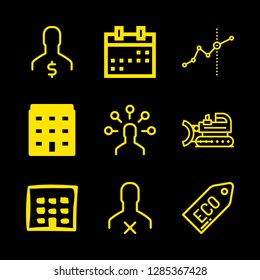 9 development icons with eco and graph in this set