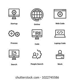 9 development line icons