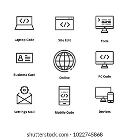 9 Development thin line icons. Icons for user interface and web