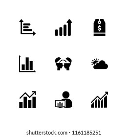 9 diagram icons in vector set. forecast, process, price and graph illustration for web and graphic design