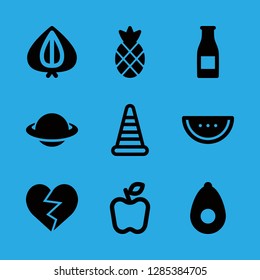 9 diet icons with cone and apple in this set