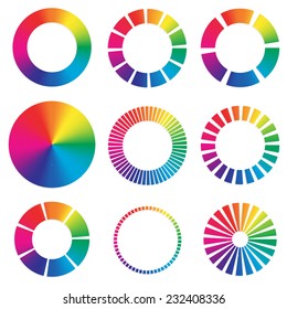 9 different color wheels 