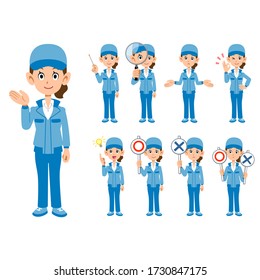 9 different facial expressions for women in work clothes