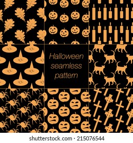 9 different Halloween seamless patterns