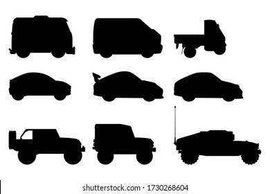 9 different vehicle types as silhouettes