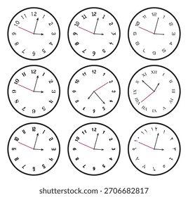 9 carátula de reloj diferente con diferente numeración e idiomas
