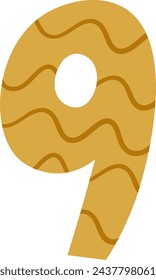9 Digit Childish Alphabet Vector Illustration