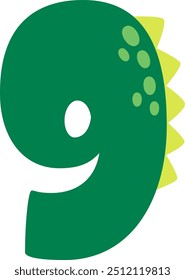 9 Ilustración vectorial de dígitos de estilo dinosaurio