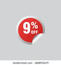 9 discount, Sales Vector badges for Labels, , Stickers, Banners, Tags, Web Stickers, New offer. Discount origami sign banner