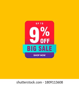 9 discount, Sales Vector badges for Labels, , Stickers, Banners, Tags, Web Stickers, New offer. Discount origami sign banner