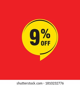 9 Rabatt, Vektor-Vertriebsabzeichen für Etiketten, , Aufkleber, Banner, Tags, Web-Aufkleber, Neues Angebot. Discount-Origami-Zeichenbanner