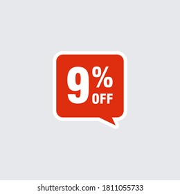 9 descuento, insignias de vectores de venta para etiquetas, , pegatinas, carteles, etiquetas, etiquetas web, nueva oferta. Banner de signo de origami de descuento