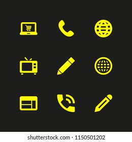 9 display icons in vector set. laptop, phone, edit and web site illustration for web and graphic design