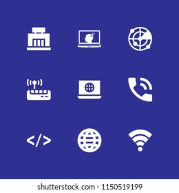 9 display icons in vector set. wifi, mall, radar and web site illustration for web and graphic design