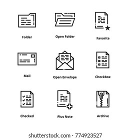 9 Document Thin Line Icons