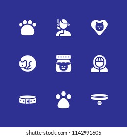 9 dog icon set with eskimo, pawprint and collar vector illustration for graphic design and web