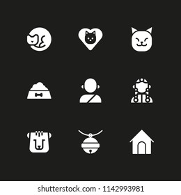 9 dog icon set with pet bell, tibetan and bear vector illustration for graphic design and web