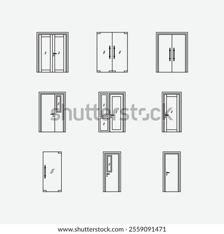 9 Door Icon in line style illustration