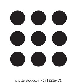 Icono de menú de 9 puntos. Símbolo de icono para el menú de la aplicación, más, menú de la lista, página principal. Botón de icono de Vector para la interfaz de usuario.