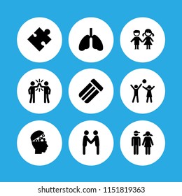 9 dream icons in vector set. breath, children, head and child illustration for web and graphic design
