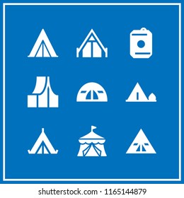 9 drinks vector icon set with tent and drink icons for mobile and web