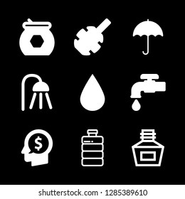 9 drop icons with shower and umbrella in this set