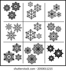 9 dubby abstract snow flakes for use in this Christmas season and this winter time  , it's also suitable for decoration and stickers