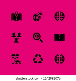 9 earth icon set with global warming, recycle and global vector illustration for graphic design and web