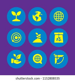 9 earth icons in vector set. space, global, ecology and environment and globe illustration for web and graphic design
