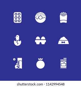 9 eat icon set with doughnut, chicken and chocolate vector illustration for graphic design and web
