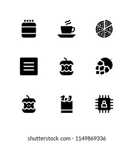 9 eat icons in vector set. menu, chip, pizza and food and restaurant illustration for web and graphic design