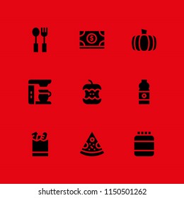 9 eat icons in vector set. pizza and food and restaurant illustration for web and graphic design